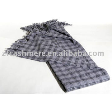 100% cashmere checked blanket